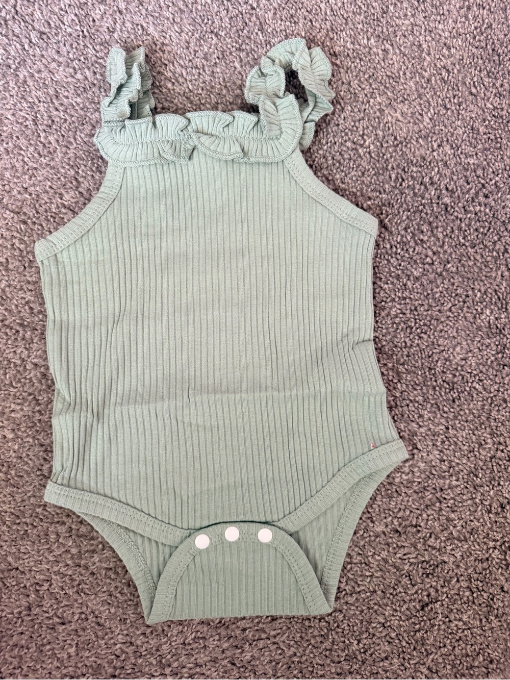 Olive Ruffle Tank with Floral Ruffle Shorts Set - Picture 9 of 12